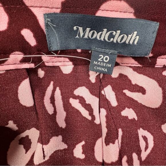 Modcloth Admirers Button Front Pink Leopard Animal Print Midi Skirt Size 20 - Picture 11 of 11